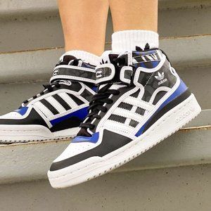 Adidas Forum Mid Women Basketball Trainer Casual Blue White Sneaker Shoes #053
